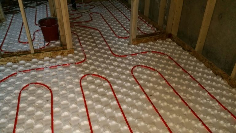 Basement installation of PEX tubing and Heat-Sheet panels
