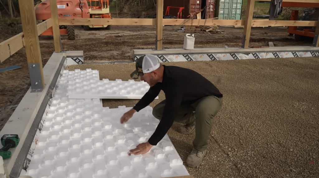 RR Builders start laying Heat-Sheet® Heavy panels — tight seams, fast coverage, and a rock-solid base for radiant tubing.